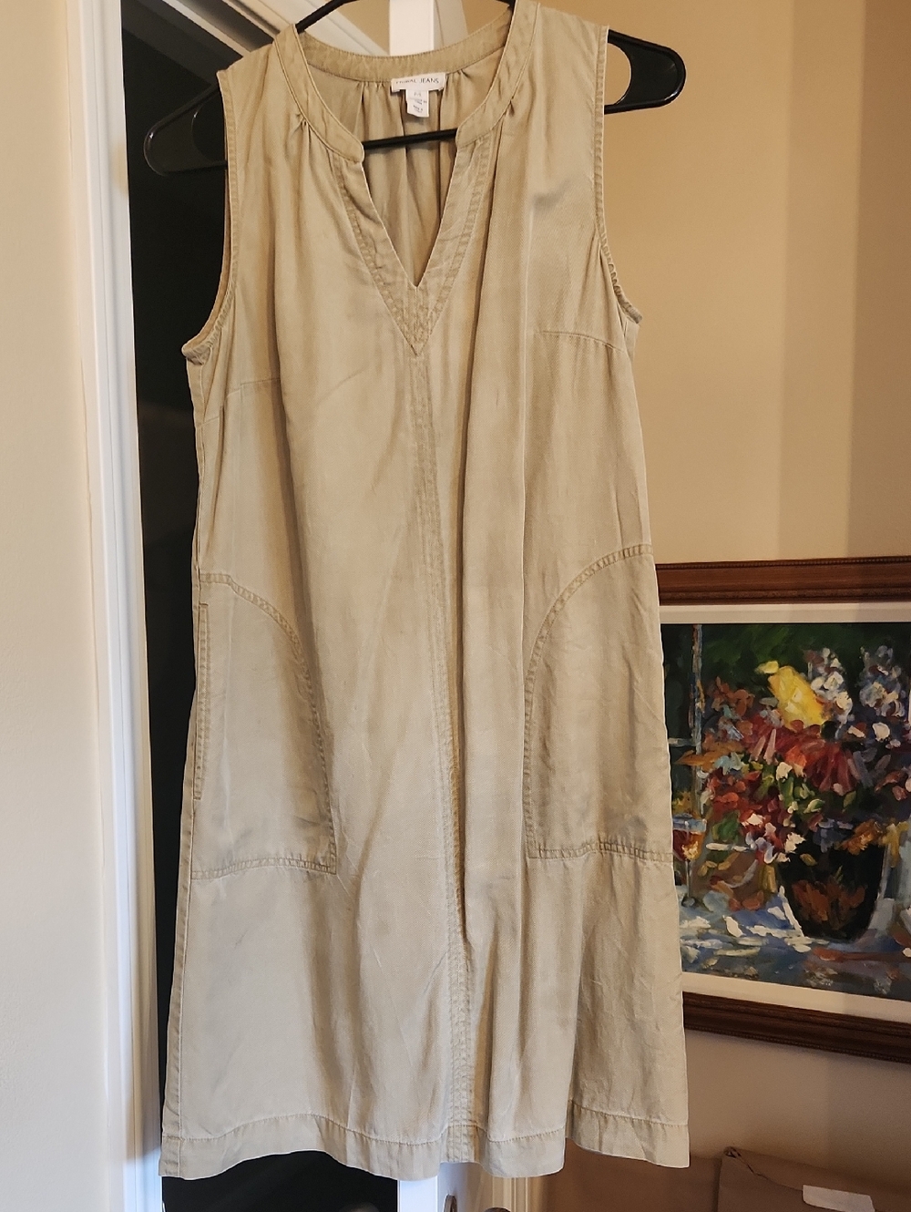 Tribal Sleeveless V-Neck Sandstone Dress